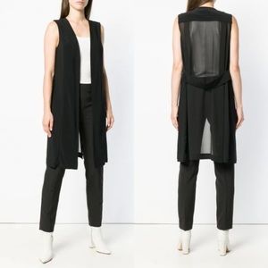 DKNY Sheer Back Long open front vest statemnet M